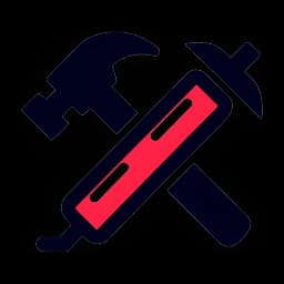 Crossed hammer and caulk gun icon — experienced and skilled roofing crew