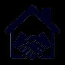 Handshake inside a house outline icon — trustworthy and honest roofing company
